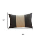 12" X 20" Black And Brown Houndstooth Zippered Handmade Polyester Lumbar Pillow Cover