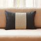 12" X 20" Black And Brown Houndstooth Zippered Handmade Polyester Lumbar Pillow Cover