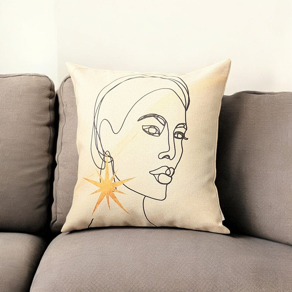 18" X 18" Black And Yellow Abstract Zippered Handmade Polyester Throw Pillow Cover