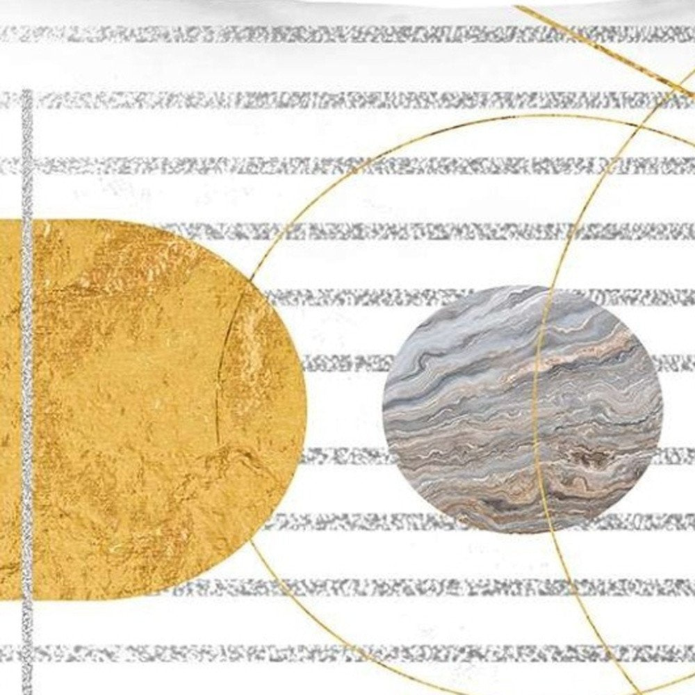 12" X 20" Black And Yellow Abstract Zippered Handmade Polyester Lumbar Pillow Cover