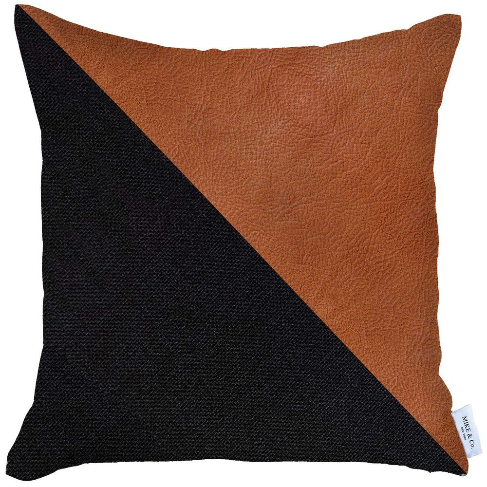 18" Brown and Black Throw Pillow Cover