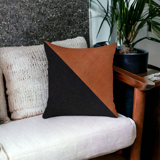 18" Brown and Black Throw Pillow Cover