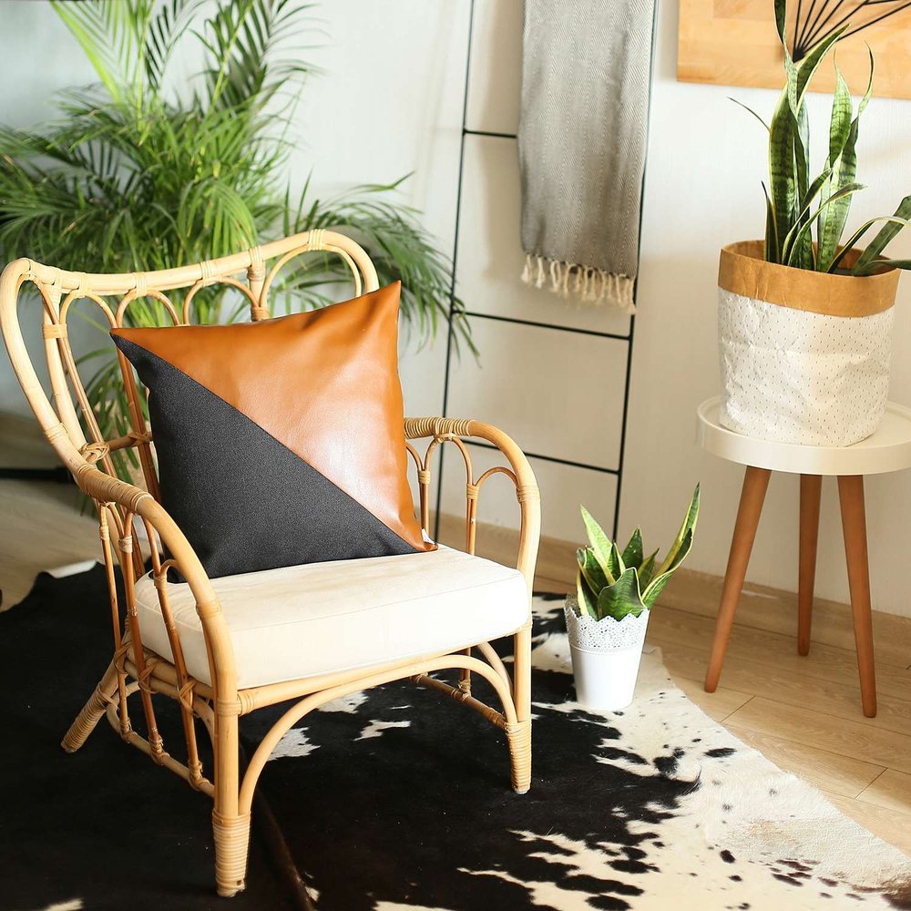 18" Brown and Black Throw Pillow Cover