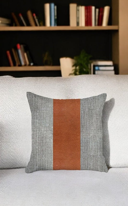 18" Brown Fabric Throw Pillow Cover