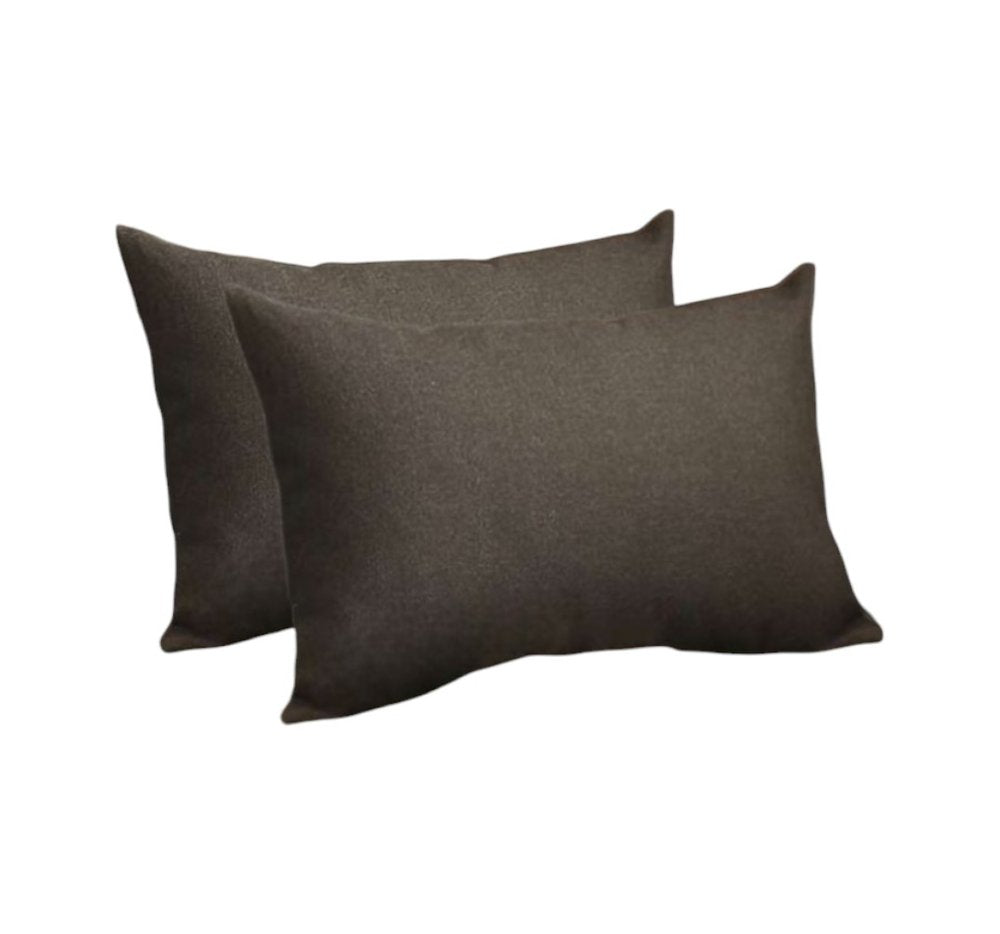 Set of Two 12" X 20" Black Fabric Lumbar Throw Pillows