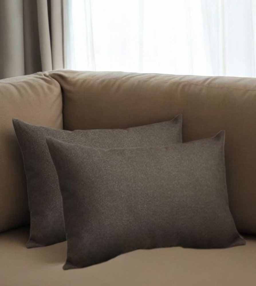 Set of Two 12" X 20" Black Fabric Lumbar Throw Pillows