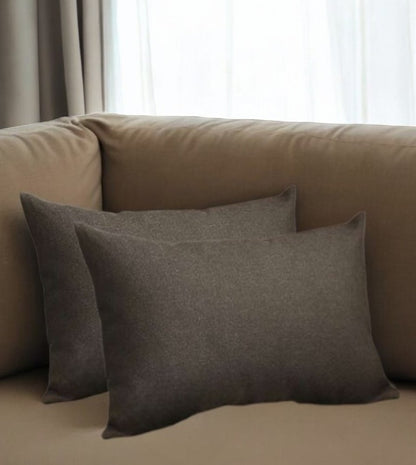 Set of Two 12" X 20" Black Fabric Lumbar Throw Pillows