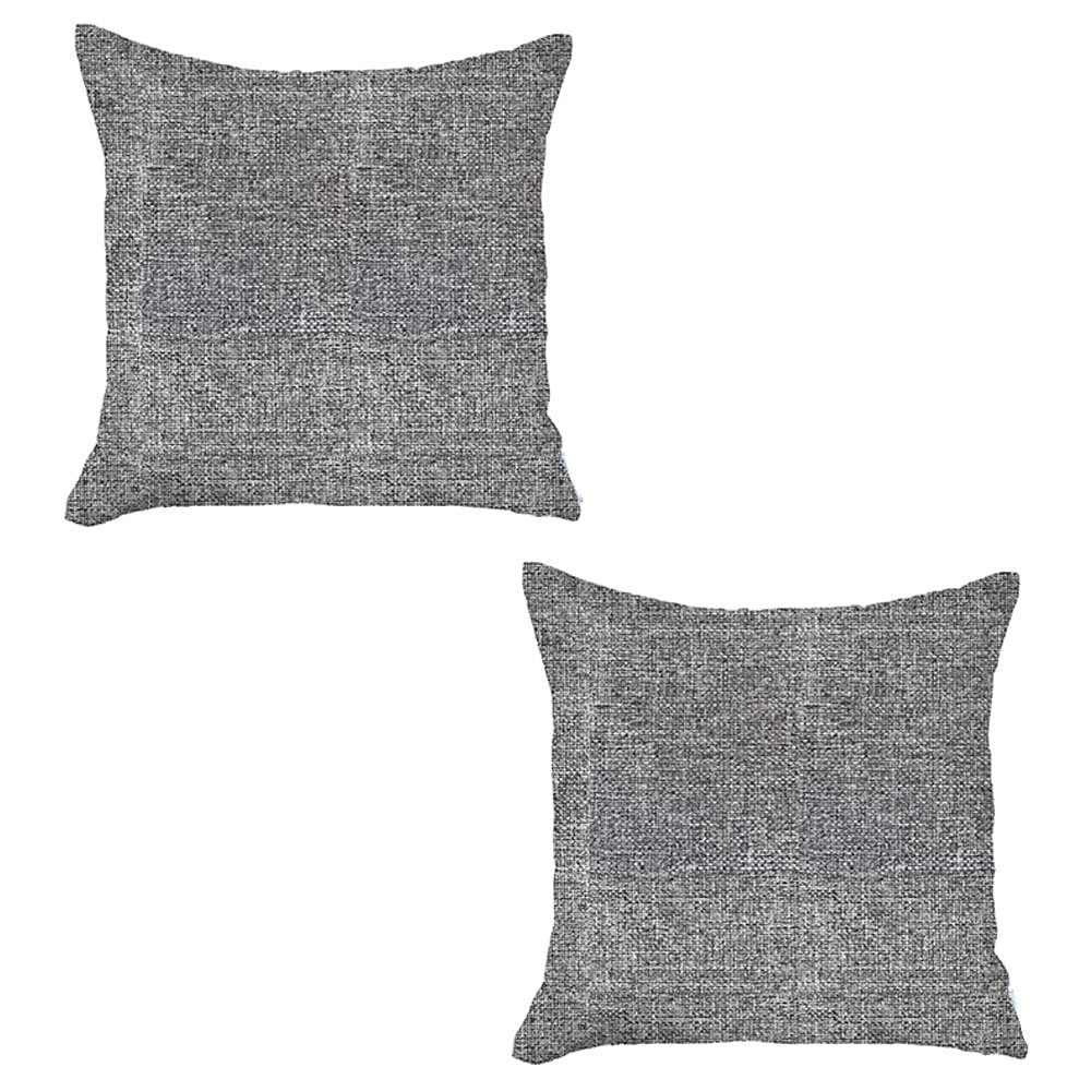 Set of Two Black and Gray Throw Pillow