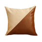 Set of Two 18" Brown And Ivory Faux Leather And Fabric Throw Pillows