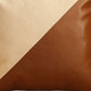 Set of Two 18" Brown And Ivory Faux Leather And Fabric Throw Pillows