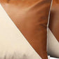 Set of Two 18" Brown And Ivory Faux Leather And Fabric Throw Pillows
