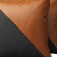 Set of Two 18" Brown And Black Faux Leather And Fabric Throw Pillows