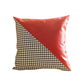 Set of Two 18" Red Black and White Houndstooth Fabric and Faux Leather Throw Pillows