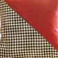 Set of Two 18" Red Black and White Houndstooth Fabric and Faux Leather Throw Pillows
