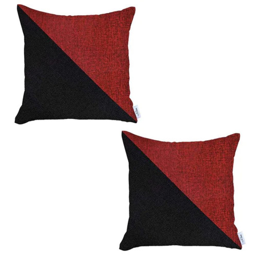 Set of Two 3" Red and Black Throw Pillow