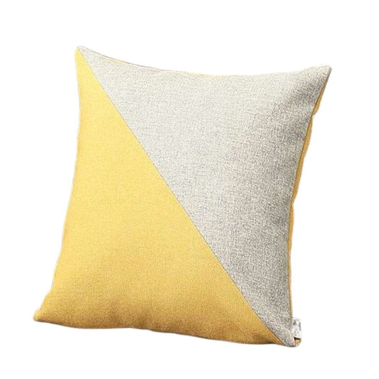 Set of Two 18" Yellow and Gray Color Block Fabric Throw Pillows