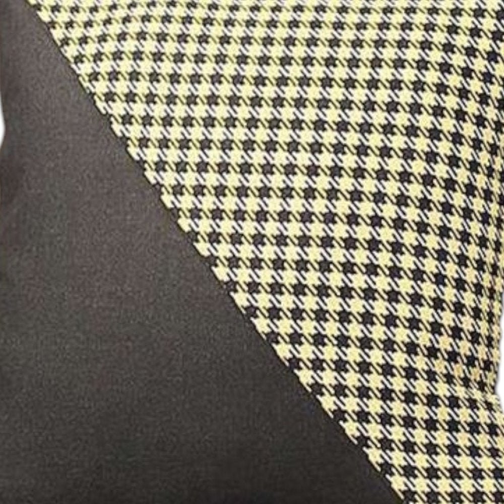 Set of Two 18" Black and Yellow Houndstooth Fabric Throw Pillows