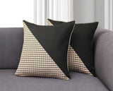 Set of Two 18" Brown Black and White Houndstooth Fabric Throw Pillows