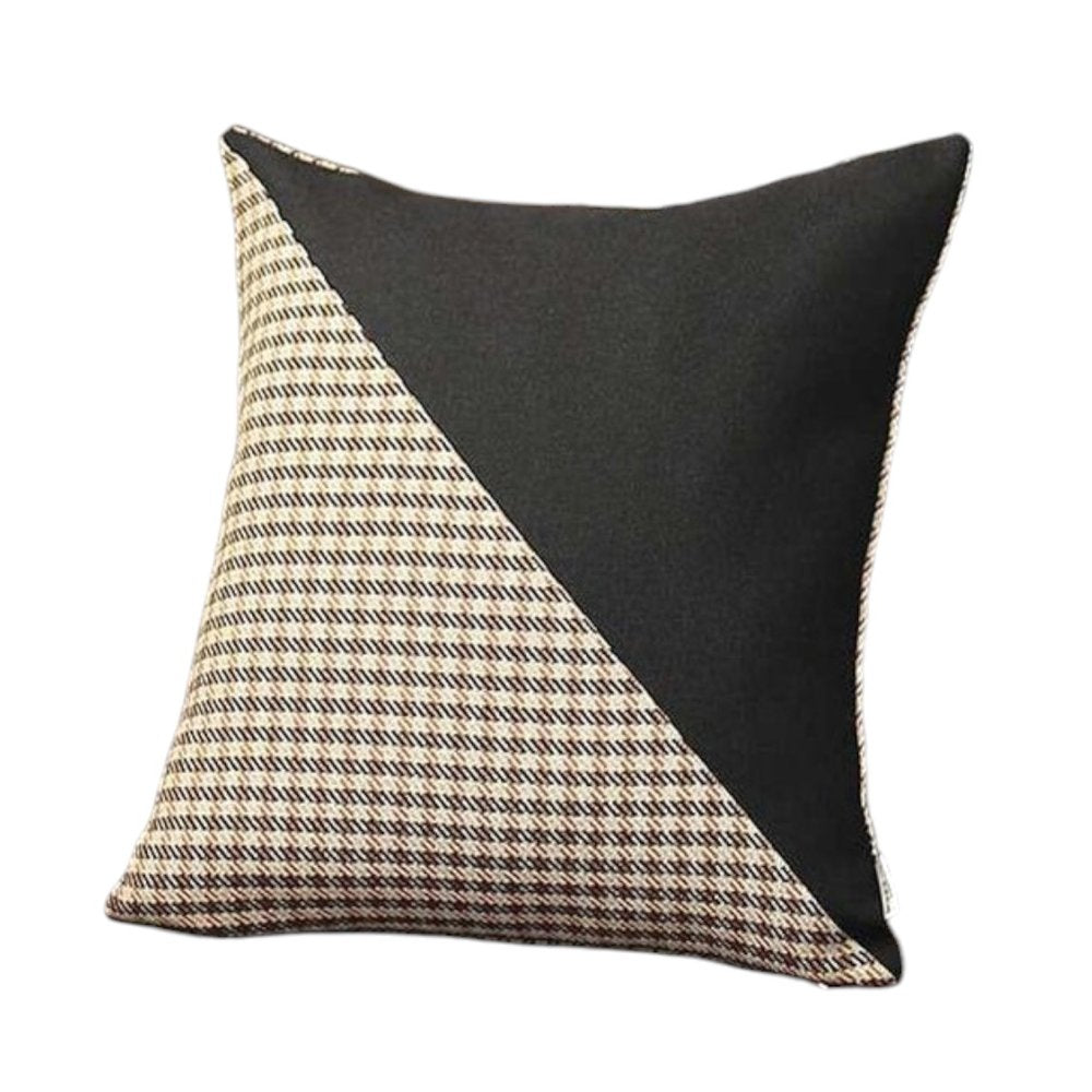 Set of Two 18" Brown Black and White Houndstooth Fabric Throw Pillows
