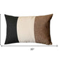 Set of Two 12" X 20" Black Ivory and Brown Color Block Fabric Lumbar Throw Pillows