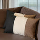 Set of Two 12" X 20" Black Ivory and Brown Color Block Fabric Lumbar Throw Pillows