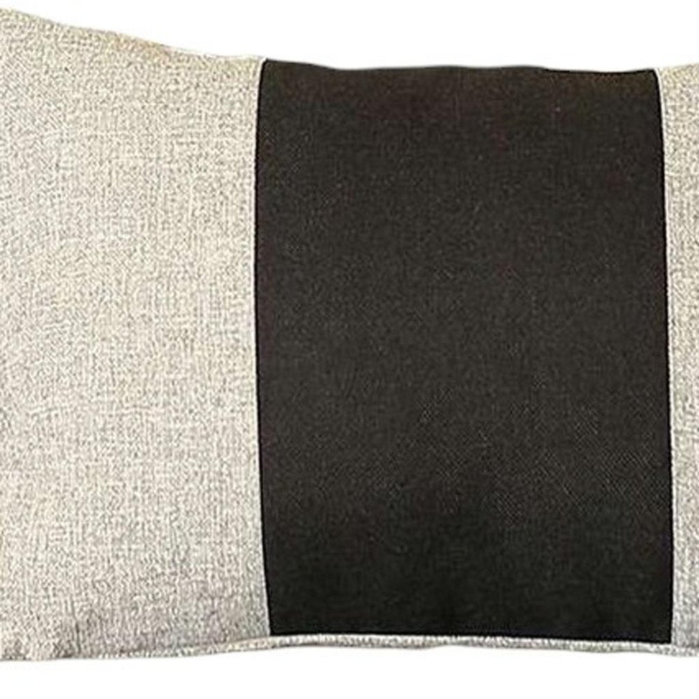 Set of Two 12" X 20" Black And Gray Lumbar Throw Pillows