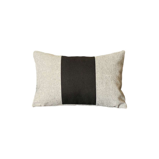 Set of Two 12" X 20" Black And Gray Lumbar Throw Pillows