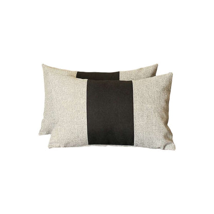 Set of Two 12" X 20" Black And Gray Lumbar Throw Pillows