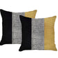 Set of Two 18" Black Gray And Yellow Fabric Throw Pillows