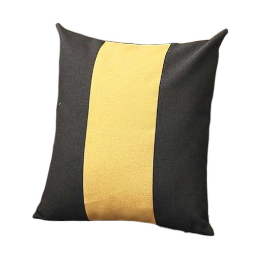 Set Of Two 18" X 18" Black And Yellow Geometric Zippered Handmade Polyester Throw Pillow