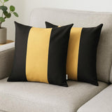 Set Of Two 18" X 18" Black And Yellow Geometric Zippered Handmade Polyester Throw Pillow