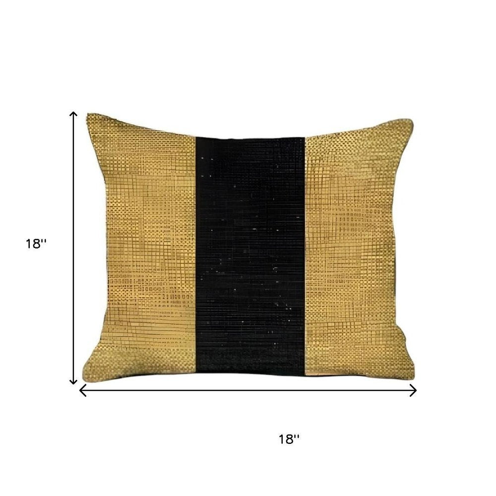 Set Of Two 18" X 18" Yellow And Black Geometric Zippered Handmade Polyester Throw Pillow