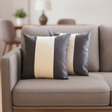 Set Of Two 18" X 18" Grey And Black Geometric Zippered Handmade Polyester Throw Pillow