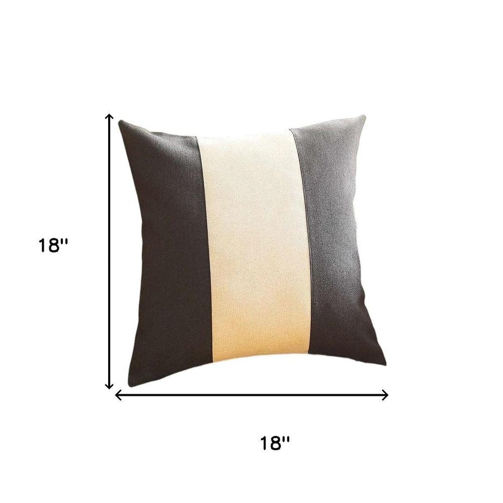 Set Of Two 18" X 18" Grey And Black Geometric Zippered Handmade Polyester Throw Pillow