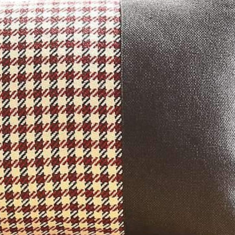 Set of Two 12" X 20" Black Red and White Houndstooth Fabric Lumbar Throw Pillows