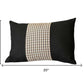 Set of Two 12" X 20" Black Brown and White Houndstooth Fabric Lumbar Throw Pillows