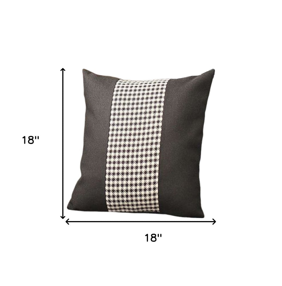 Set of Two 18" Black and White Houndstooth Fabric Throw Pillows