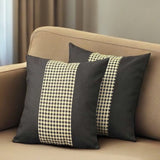 Set of Two 18" Black and Yellow Houndstooth Fabric Throw Pillows