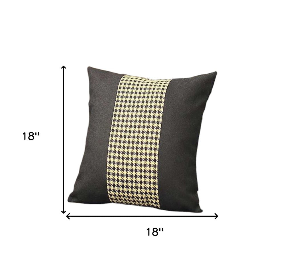 Set of Two 18" Black and Yellow Houndstooth Fabric Throw Pillows