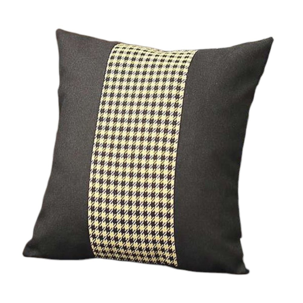 Set of Two 18" Black and Yellow Houndstooth Fabric Throw Pillows