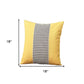 Set of Two 18" Yellow Black and White Houndstooth Fabric Throw Pillows