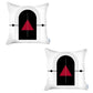 Set Of Two 18" X 18" Black And Red Abstract Zippered Handmade Polyester Throw Pillow
