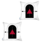 Set Of Two 18" X 18" Black And Red Abstract Zippered Handmade Polyester Throw Pillow