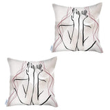 Set of Two 18" X 18" Gray and Black Abstract Polyester Zippered Pillow