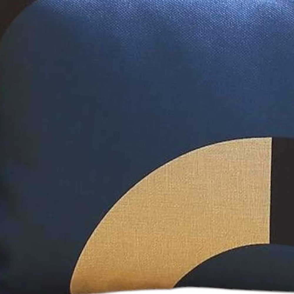 Set of Two 12" X 20" Blue Black and Beige Geometric Fabric Lumbar Throw Pillows