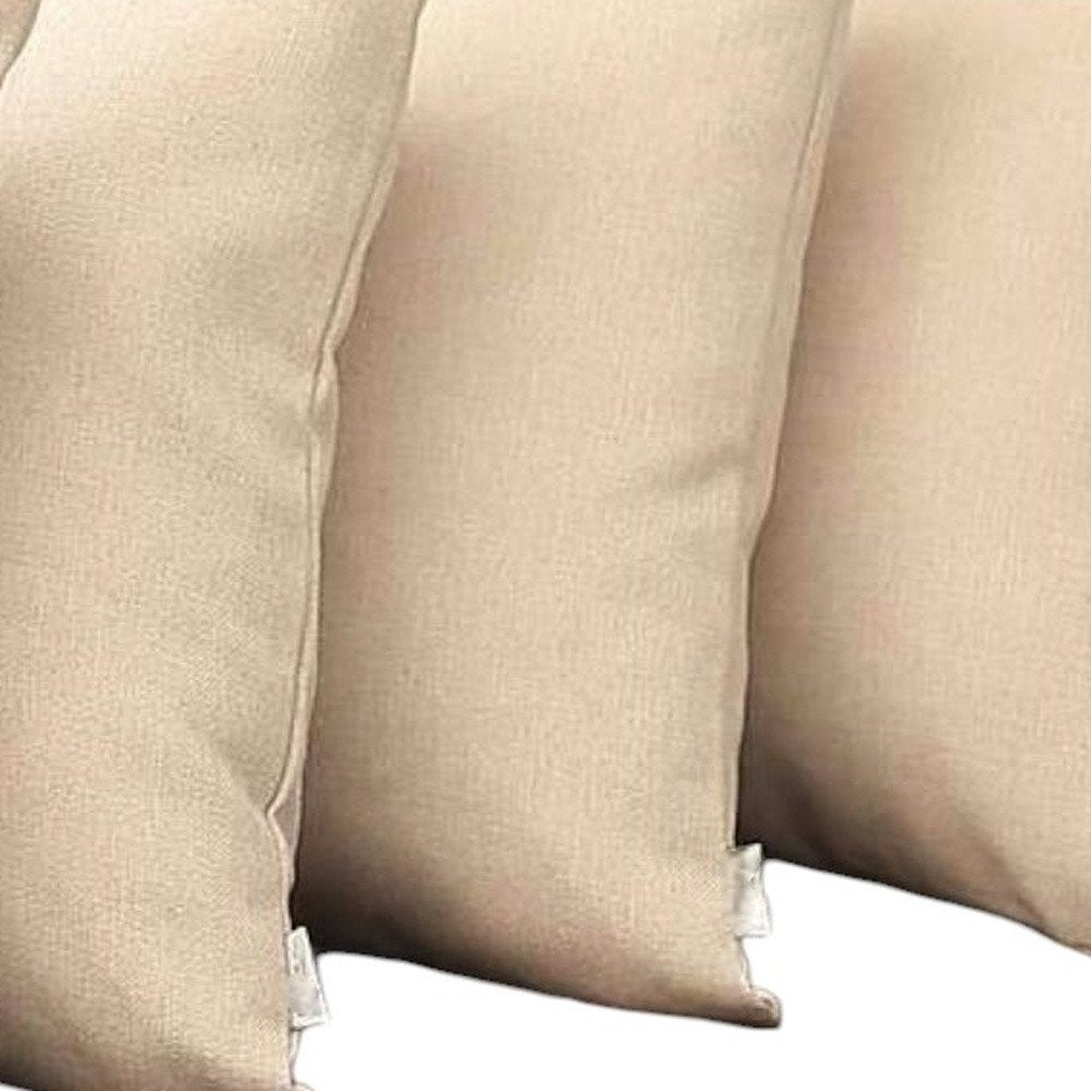 Set of Four 18" Ivory Fabric Throw Pillows