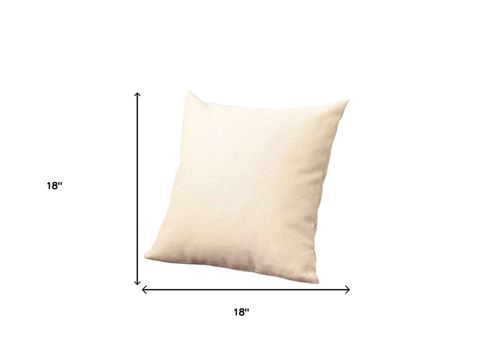 Set of Four 18" Ivory Fabric Throw Pillows