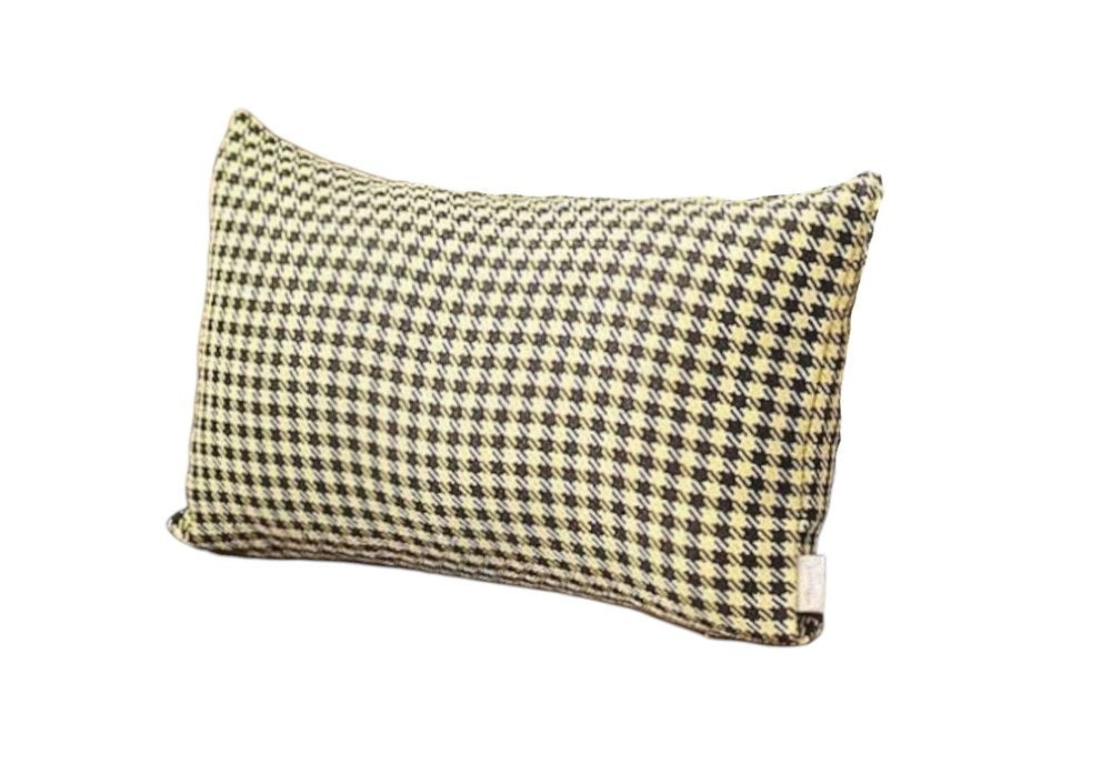 Set of Four 12" X 20" Yellow and Black Houndstooth Fabric Lumbar Throw Pillows