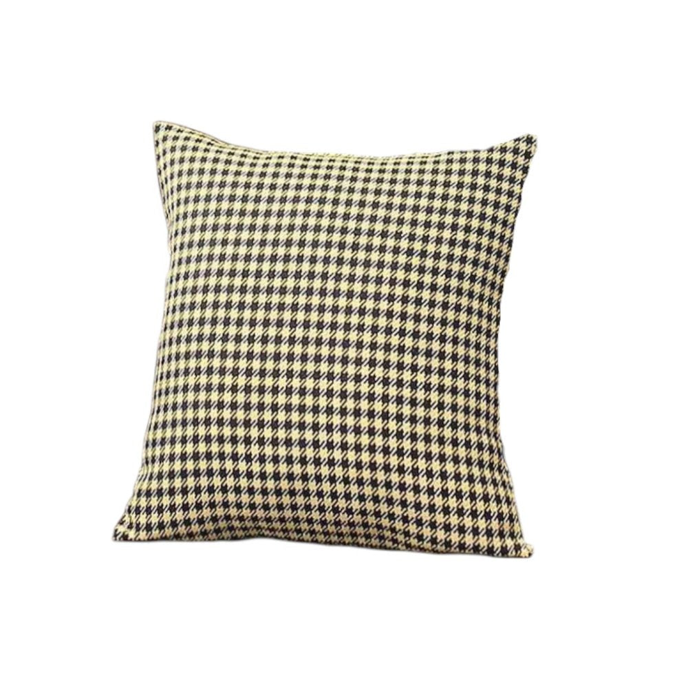 Set of Four 18" Yellow and Black Houndstooth Fabric Throw Pillows