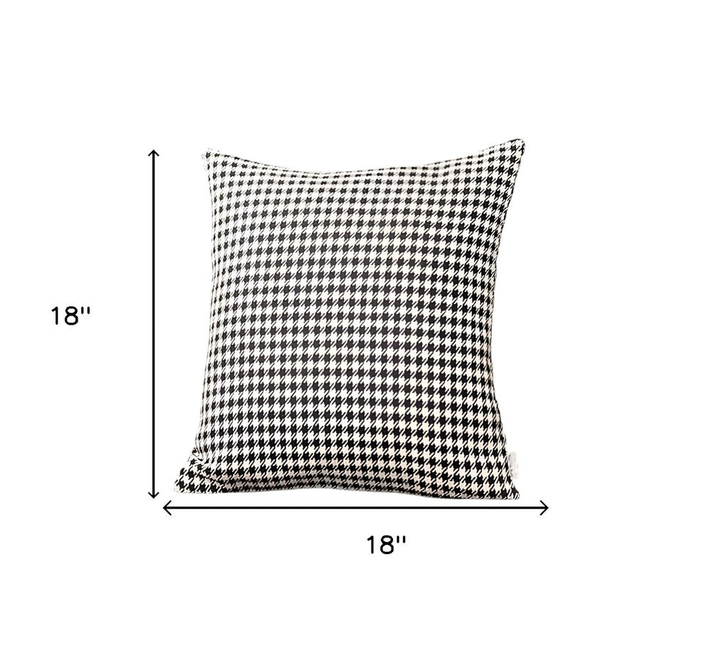 Set of Four 18" Black and White Houndstooth Fabric Throw Pillows